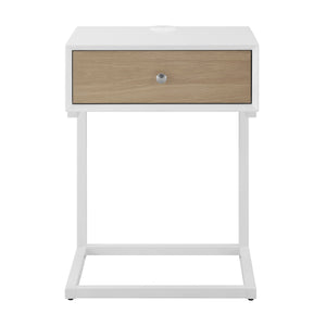 Daeg Mid-century Modern Side Table with Veneer Storage Drawer for Minimalist Bedroom Decor