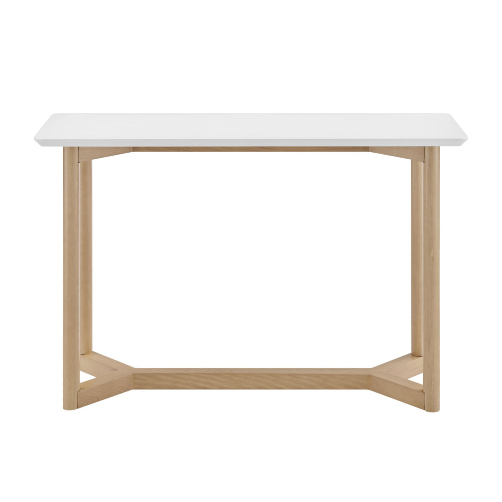 EE Test Vendor Aren Matte White Lacquer Console Table with Beech Wood Base for Hallways EETEST-90478-WHT
