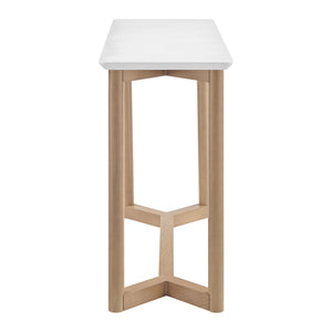 Aren Matte White Lacquer Console Table with Beech Wood Base for Hallways