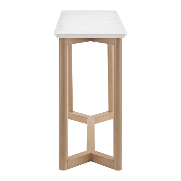 Aren Matte White Lacquer Console Table with Beech Wood Base for Hallways