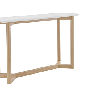 Aren Matte White Lacquer Console Table with Beech Wood Base for Hallways