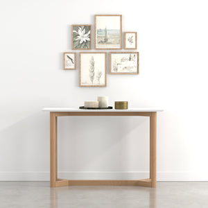 Aren Matte White Lacquer Console Table with Beech Wood Base for Hallways