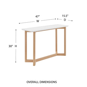 Aren Matte White Lacquer Console Table with Beech Wood Base for Hallways