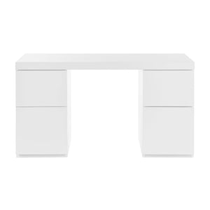 EE Test Vendor Tresero Modern Lacquered Writing Desk with Four Drawers for a Sleek Home Office EETEST-90631WHT-KIT