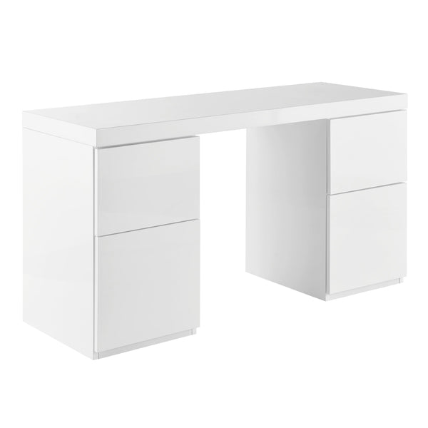 Tresero Modern Lacquered Writing Desk with Four Drawers for a Sleek Home Office