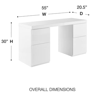 Tresero Modern Lacquered Writing Desk with Four Drawers for a Sleek Home Office