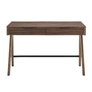 EE Test Vendor Milo Walnut Veneer Writing Desk with Two Drawers for Home Office Work EETEST-90696-WAL