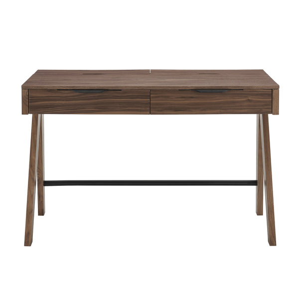 EE Test Vendor Milo Walnut Veneer Writing Desk with Two Drawers for Home Office Work EETEST-90696-WAL