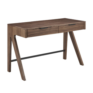 Milo Walnut Veneer Writing Desk with Two Drawers for Home Office Work