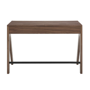 Milo Walnut Veneer Writing Desk with Two Drawers for Home Office Work