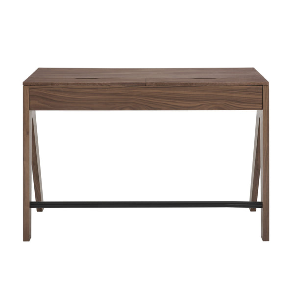 Milo Walnut Veneer Writing Desk with Two Drawers for Home Office Work