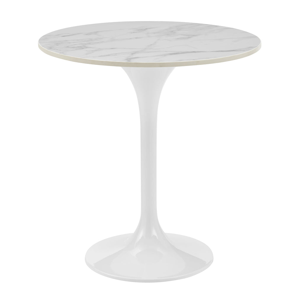 EE Test Vendor Astrid Tulip Pedestal Side Table with Veneer or Ceramic Top for Modern Living Spaces Accent High Gloss White Ceramic/High Gloss White EETEST-90708WHT-KIT