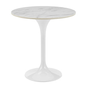 Astrid Tulip Pedestal Side Table with Veneer or Ceramic Top for Modern Living Spaces Accent