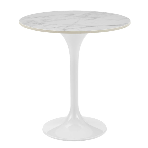 Astrid Tulip Pedestal Side Table with Veneer or Ceramic Top for Modern Living Spaces Accent