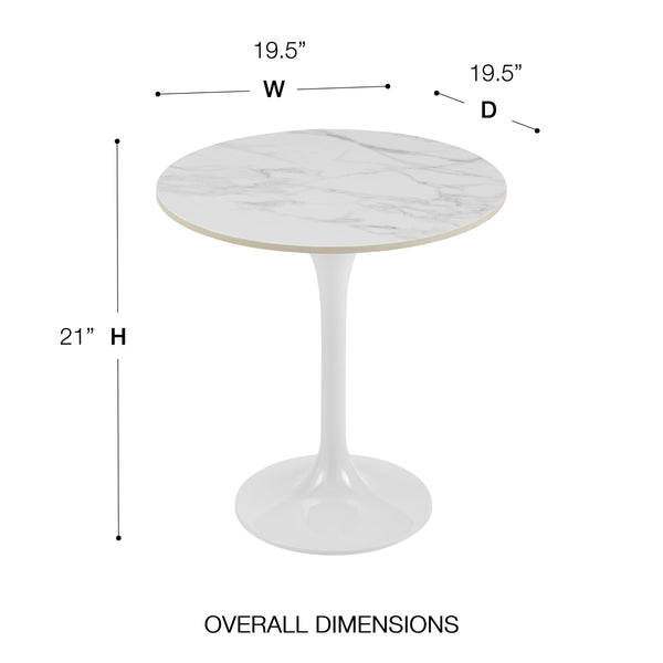 Astrid Tulip Pedestal Side Table with Veneer or Ceramic Top for Modern Living Spaces Accent