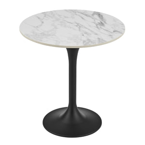 Astrid Tulip Pedestal Side Table with Veneer or Ceramic Top for Modern Living Spaces Accent