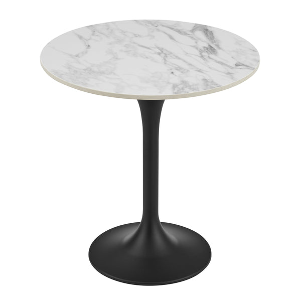 Astrid Tulip Pedestal Side Table with Veneer or Ceramic Top for Modern Living Spaces Accent