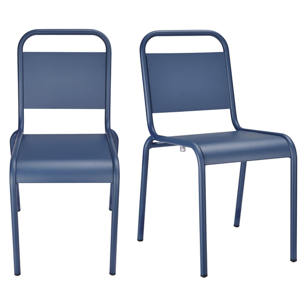 EE Test Vendor Otis Powder Coated Aluminum Stackable Patio Side Chairs Weather Resistant Outdoor Seating Set Dark Blue EETEST-90712-DKBLU