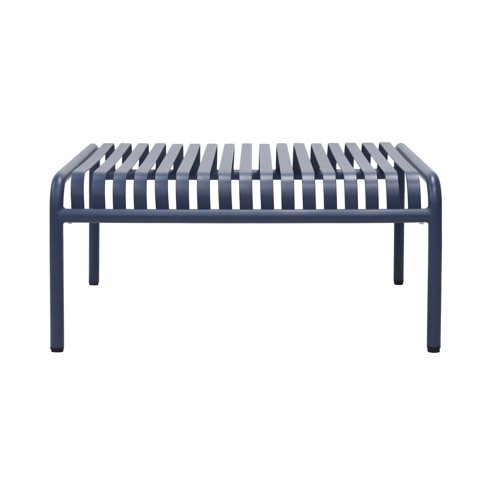 EE Test Vendor Enid Outdoor Coffee Table Powder Coated Steel Slat Design Rust Resistant Patio Accent Dark Blue EETEST-90726-DKBLU
