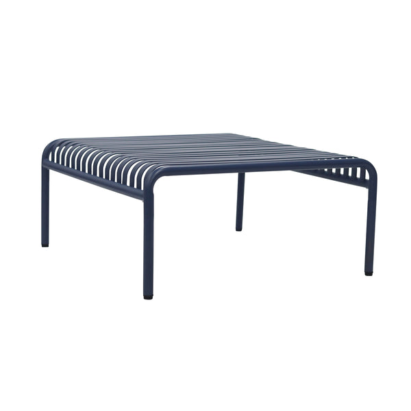 Enid Outdoor Coffee Table Powder Coated Steel Slat Design Rust Resistant Patio Accent