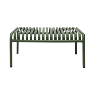 Enid Outdoor Coffee Table Powder Coated Steel Slat Design Rust Resistant Patio Accent