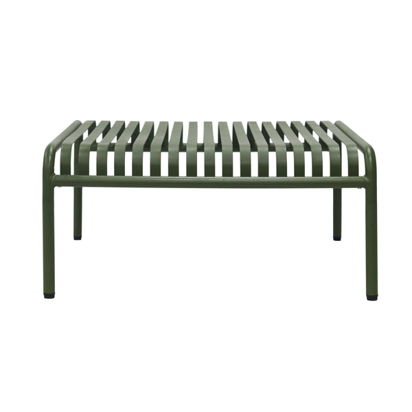 Enid Outdoor Coffee Table Powder Coated Steel Slat Design Rust Resistant Patio Accent