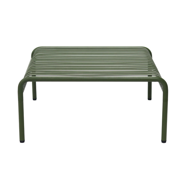 Enid Outdoor Coffee Table Powder Coated Steel Slat Design Rust Resistant Patio Accent