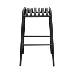 Enid Powder Coated Steel Outdoor Bar Stool Stackable Slat Design Rust Resistant Patio Seating