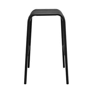 Enid Powder Coated Steel Outdoor Bar Stool Stackable Slat Design Rust Resistant Patio Seating