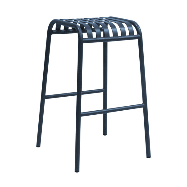 Enid Powder Coated Steel Outdoor Bar Stool Stackable Slat Design Rust Resistant Patio Seating