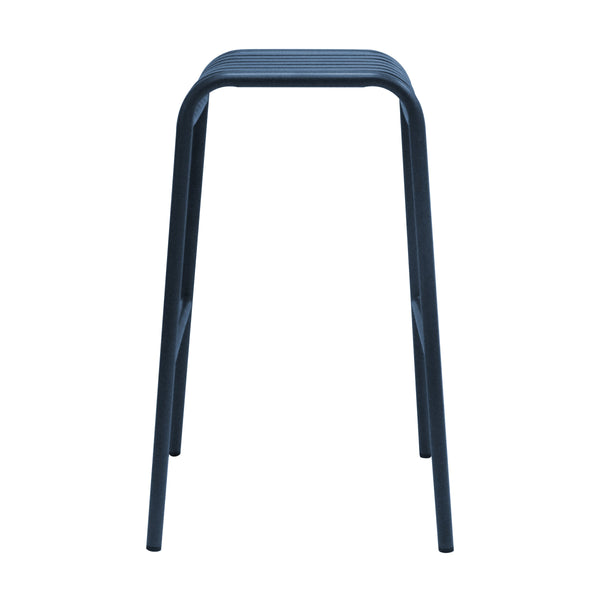 Enid Powder Coated Steel Outdoor Bar Stool Stackable Slat Design Rust Resistant Patio Seating