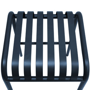 Enid Powder Coated Steel Outdoor Bar Stool Stackable Slat Design Rust Resistant Patio Seating