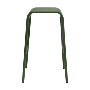 Enid Powder Coated Steel Outdoor Bar Stool Stackable Slat Design Rust Resistant Patio Seating