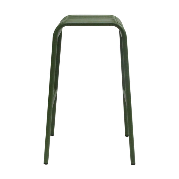 Enid Powder Coated Steel Outdoor Bar Stool Stackable Slat Design Rust Resistant Patio Seating