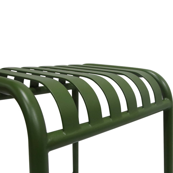Enid Powder Coated Steel Outdoor Bar Stool Stackable Slat Design Rust Resistant Patio Seating