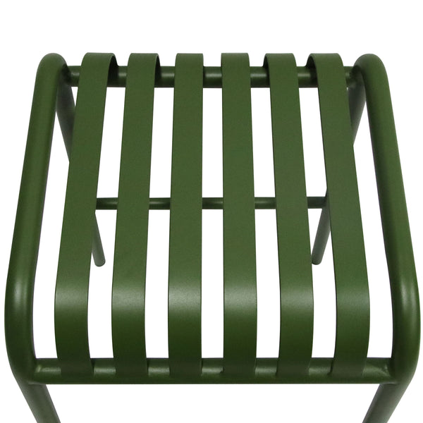 Enid Powder Coated Steel Outdoor Bar Stool Stackable Slat Design Rust Resistant Patio Seating