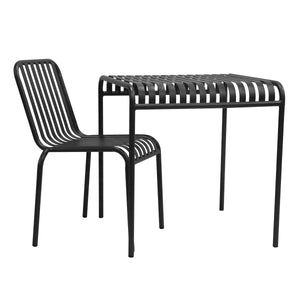 Enid Outdoor Steel Slat Patio Table Powder Coated for All Weather Rust Resistant Use