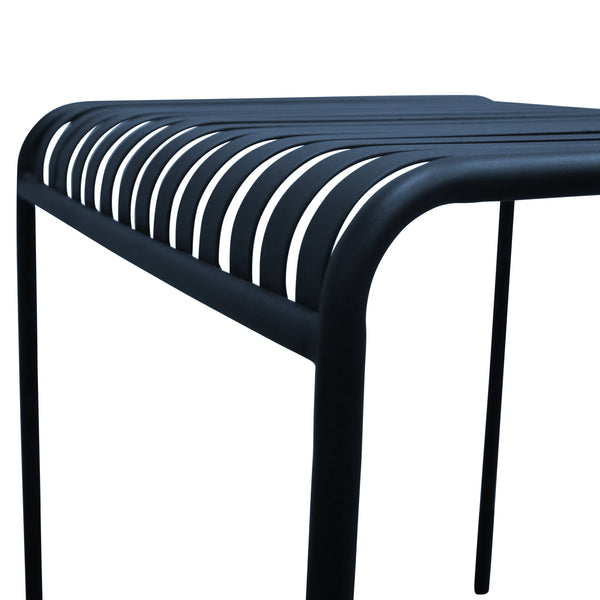 Enid Outdoor Steel Slat Patio Table Powder Coated for All Weather Rust Resistant Use