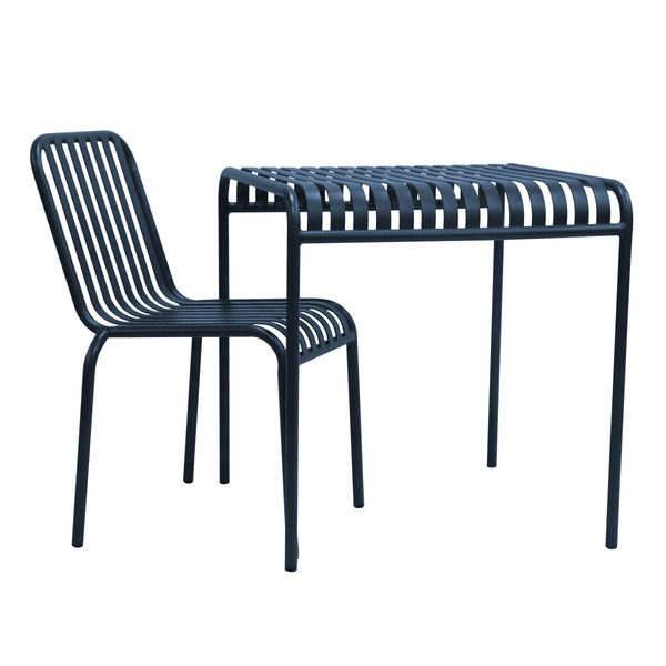 Enid Outdoor Steel Slat Patio Table Powder Coated for All Weather Rust Resistant Use
