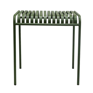 Enid Outdoor Steel Slat Patio Table Powder Coated for All Weather Rust Resistant Use
