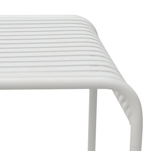 Enid Outdoor Steel Slat Patio Table Powder Coated for All Weather Rust Resistant Use
