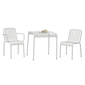 Enid Outdoor Steel Slat Patio Table Powder Coated for All Weather Rust Resistant Use