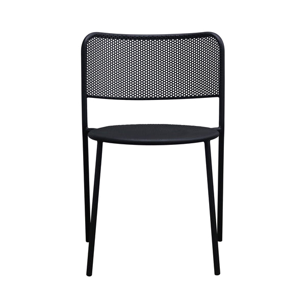Nansen Powder Coated Steel Stackable Outdoor Chair with Perforated Design for Patio Set of 2