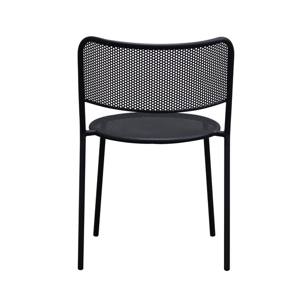 Nansen Powder Coated Steel Stackable Outdoor Chair with Perforated Design for Patio Set of 2