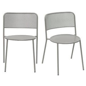 Nansen Powder Coated Steel Stackable Outdoor Chair with Perforated Design for Patio Set of 2