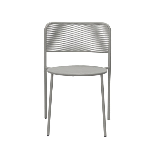 Nansen Powder Coated Steel Stackable Outdoor Chair with Perforated Design for Patio Set of 2