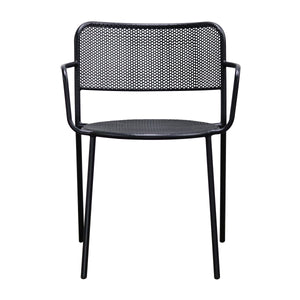 Nansen Perforated Steel Stackable Outdoor Armchairs Powder Coated Weather Resistant Patio Set