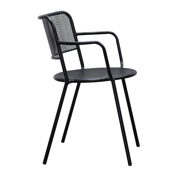 Nansen Perforated Steel Stackable Outdoor Armchairs Powder Coated Weather Resistant Patio Set