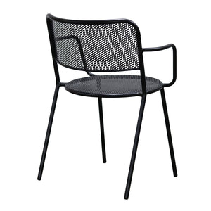 Nansen Perforated Steel Stackable Outdoor Armchairs Powder Coated Weather Resistant Patio Set