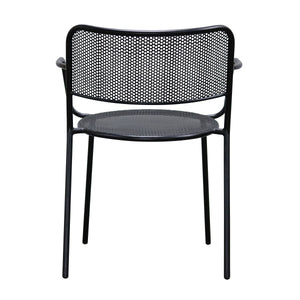 Nansen Perforated Steel Stackable Outdoor Armchairs Powder Coated Weather Resistant Patio Set